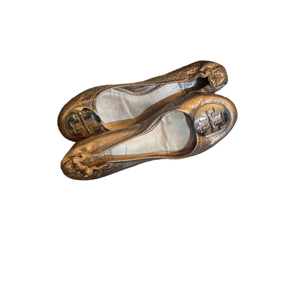 Tory Burch silver flat loafers Sz 8 - Picture 3 of 4